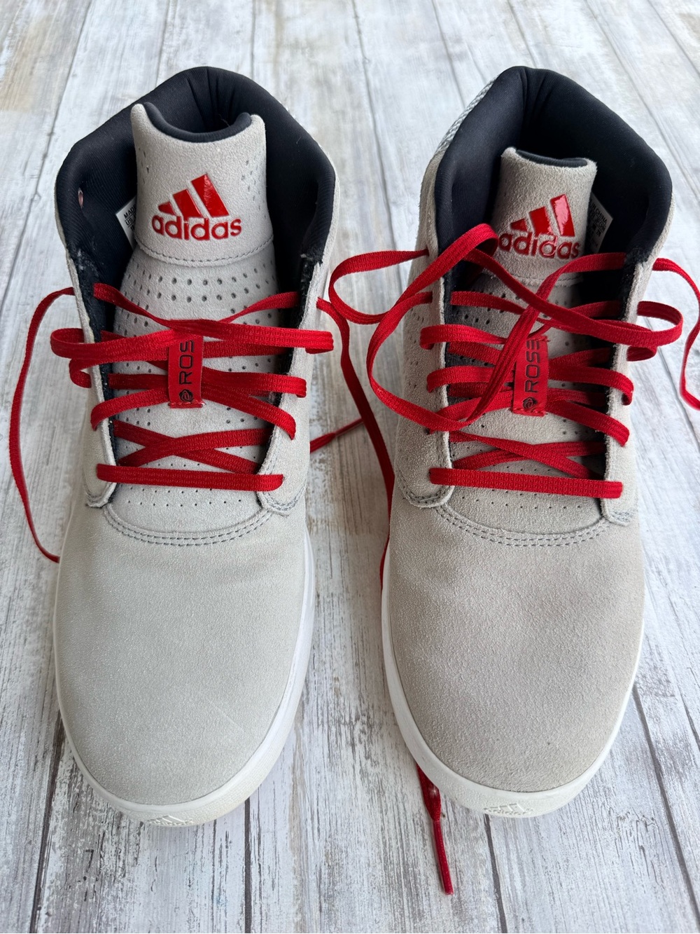 Adidas D Rose Basketball Shoes Gray Red Suede Men’s Size 10